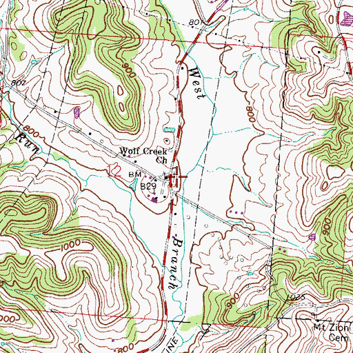 Topographic Map of Wolf Creek Cemetery, OH