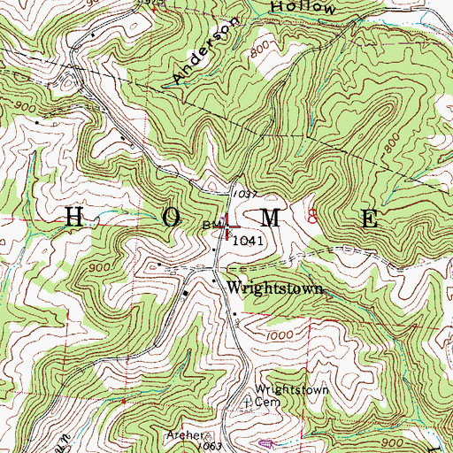 Topographic Map of Wrightsville Bible Christian Church, OH