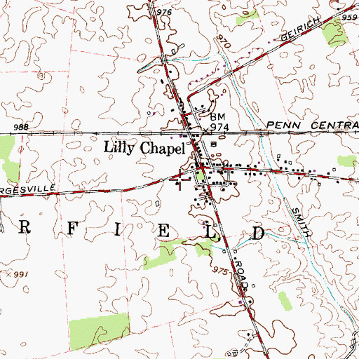 Topographic Map of Lilly Chapel School (historical), OH