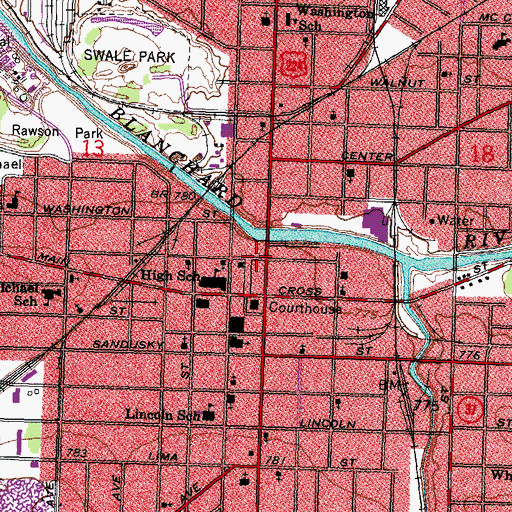 Topographic Map of Fort Findlay (historical), OH