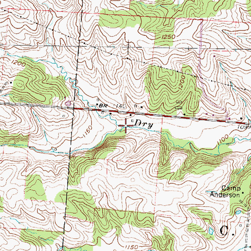 Topographic Map of Beach Run, OH