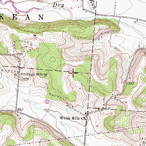 Topographic Map of Welsh Hills, OH