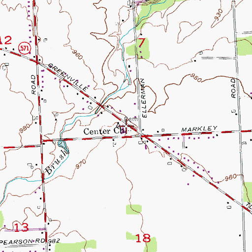 Topographic Map of Center Cemetery, OH