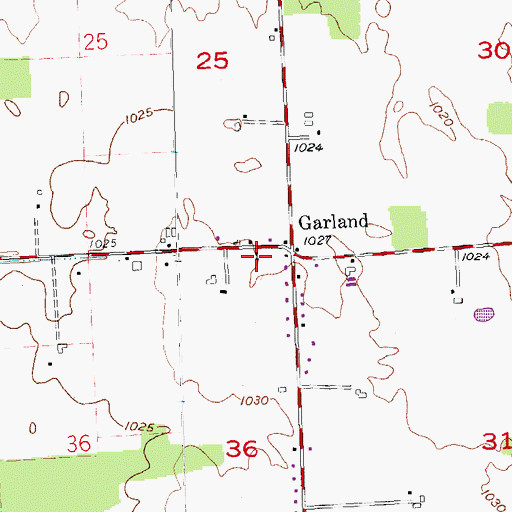 Topographic Map of Garland Community Church, OH