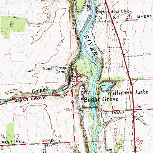 Topographic Map of Sugar Grove Cemetery, OH