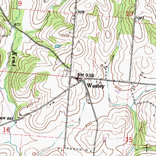 Topographic Map of Asbury Chapel, OH