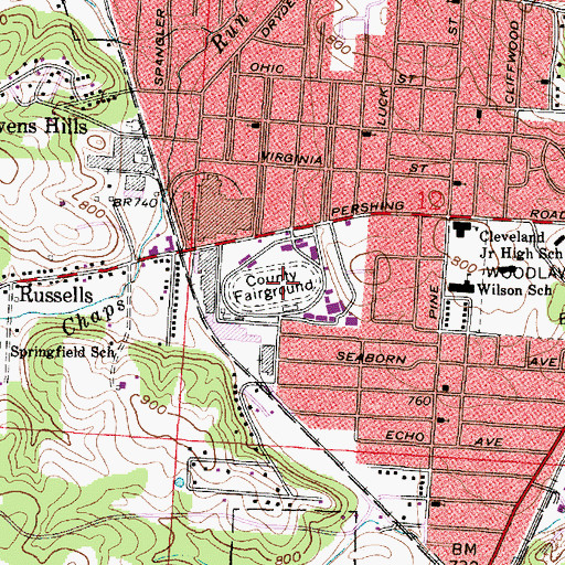 Topographic Map of Camp Goddard (historical), OH