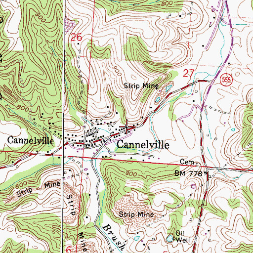 Topographic Map of Cannelville Methodist Church, OH