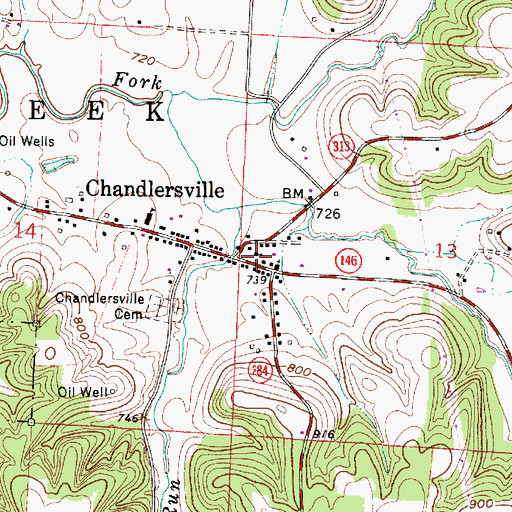 Topographic Map of Chandlersville United Methodist Church, OH