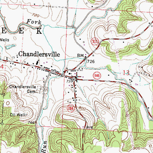 Topographic Map of Chandlersville Presbyterian Church, OH