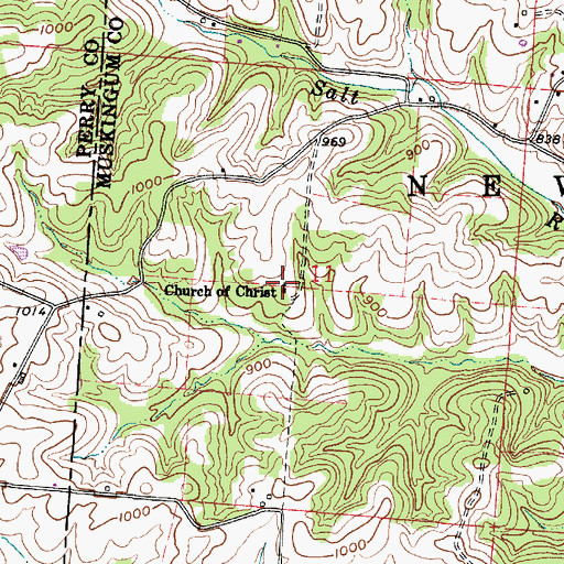 Topographic Map of Church of Christ, OH