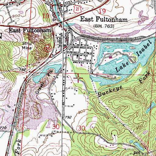 Topographic Map of East Fultonham School (historical), OH