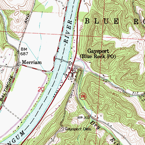 Topographic Map of Gaysport Methodist Church, OH