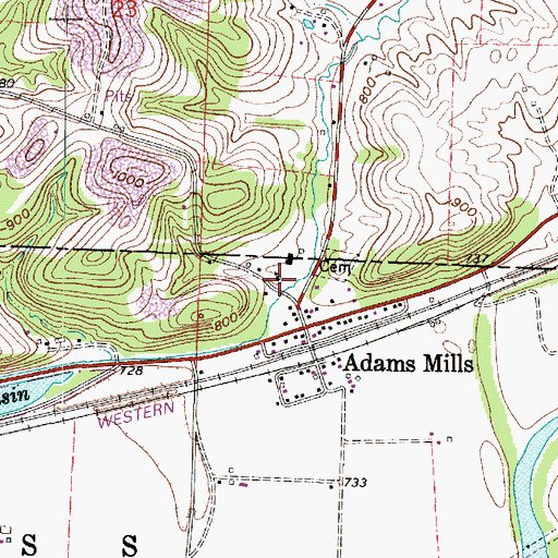 Topographic Map of Madison Presbyterian Church, OH