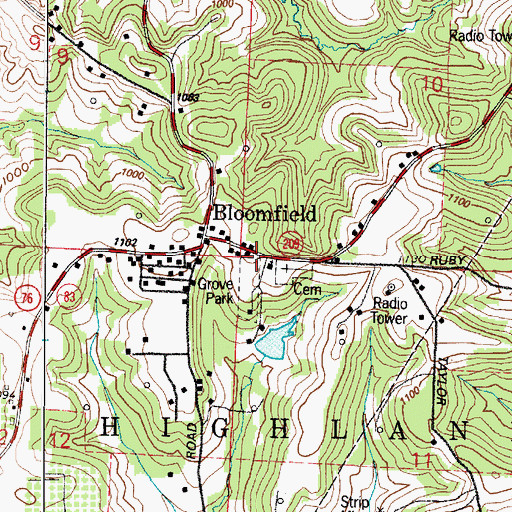 Topographic Map of McCorkle College (historical), OH