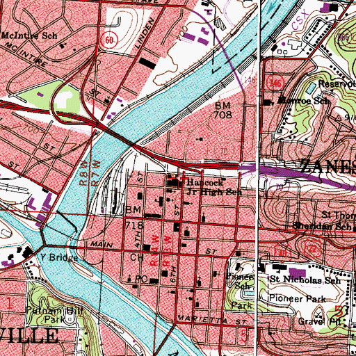 Topographic Map of McIntire Academy (historical), OH