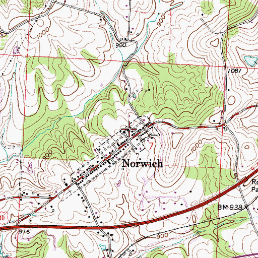 Topographic Map of Norwich School (historical), OH
