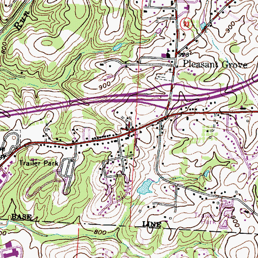Topographic Map of Pleasant Grove United Methodist Church, OH