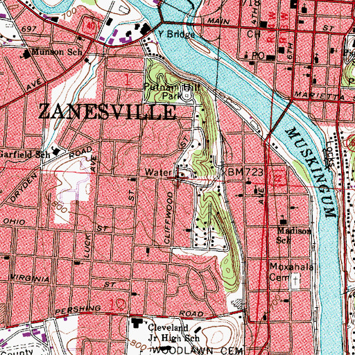 Topographic Map of Putnam Hill, OH