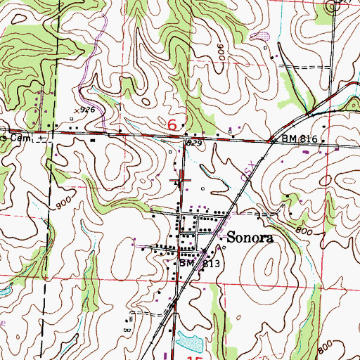 Topographic Map of Sonora School (historical), OH