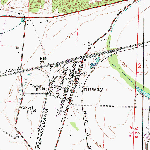Topographic Map of Trinway Methodist Church, OH