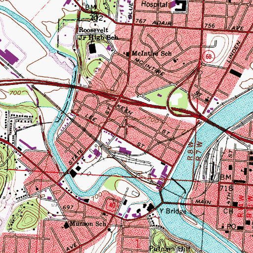 Topographic Map of West Zanesville, OH