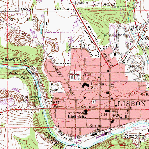 Topographic Map of Memorial Stadium, OH