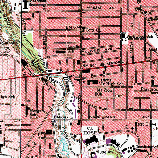Topographic Map of Doan School, OH