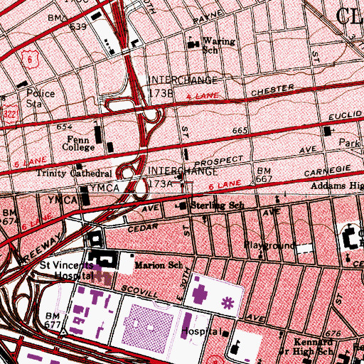 Topographic Map of Zion Lutheran School (historical), OH