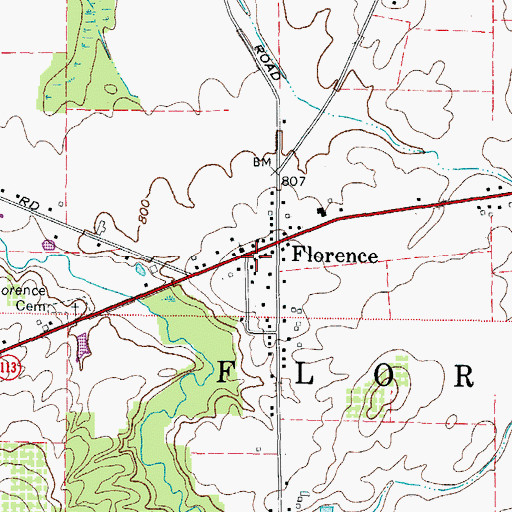 Topographic Map of Florence Corners School (historical), OH