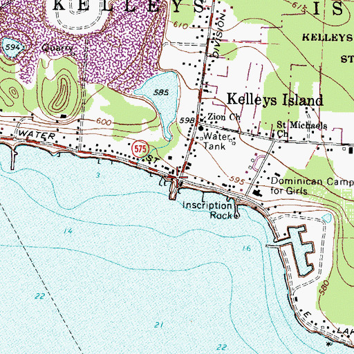 Topographic Map of Kelleys Island South Shore Historic District, OH
