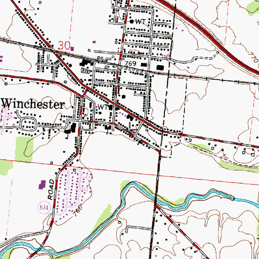 Topographic Map of Columbus Street Historic District, OH