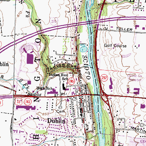 Topographic Map of Indian Run Cemetery, OH