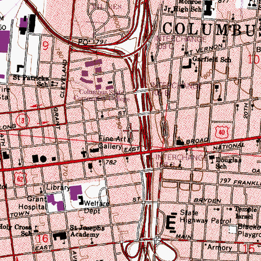 Topographic Map of Jefferson Avenue Historic District, OH