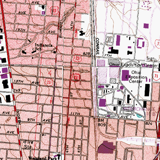 Topographic Map of New Indianola Historic District, OH