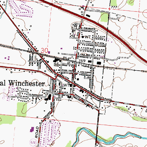 Topographic Map of North High Street Historic District, OH