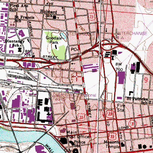 Topographic Map of North Market Historic District, OH
