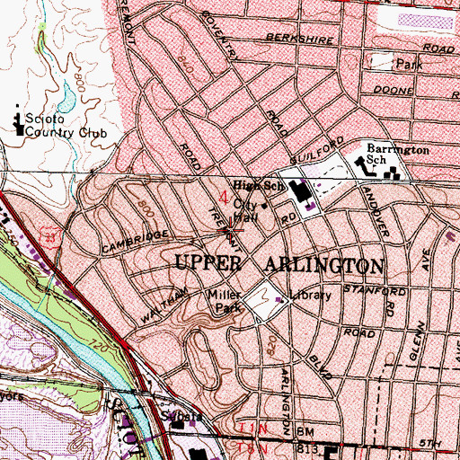Topographic Map of Upper Arlington Historic District, OH
