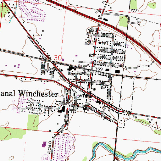 Topographic Map of West Mound Street Historic District, OH