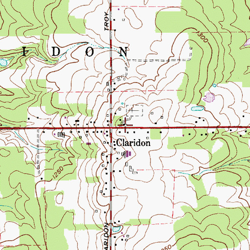 Topographic Map of Claridon Congregational Church, OH