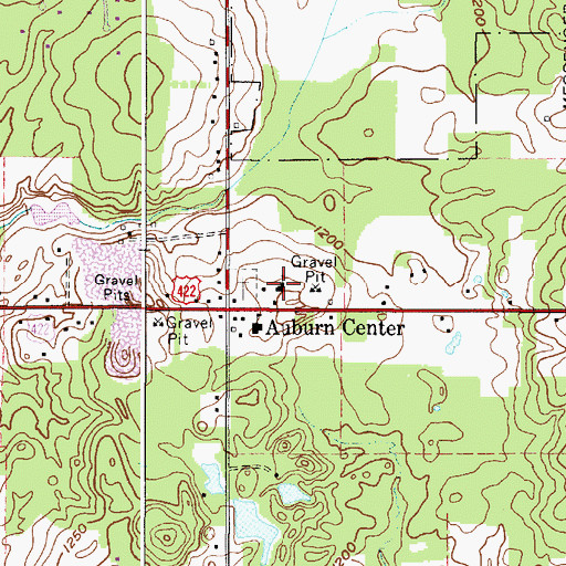 Topographic Map of Free Will Baptist Church of Auburn, OH