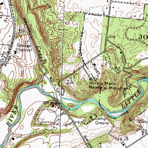 Topographic Map of Grinnell Mill Historic District, OH