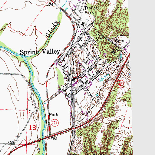 Topographic Map of Main Street Historic District, OH