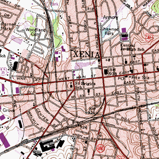 Topographic Map of Waterstreet Historic District, OH