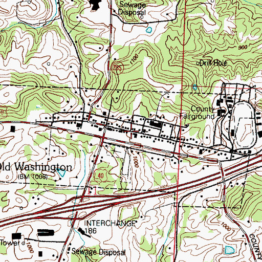 Topographic Map of Old Washington Historic District, OH