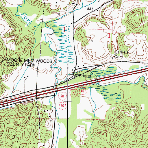 Topographic Map of S Bridge, OH