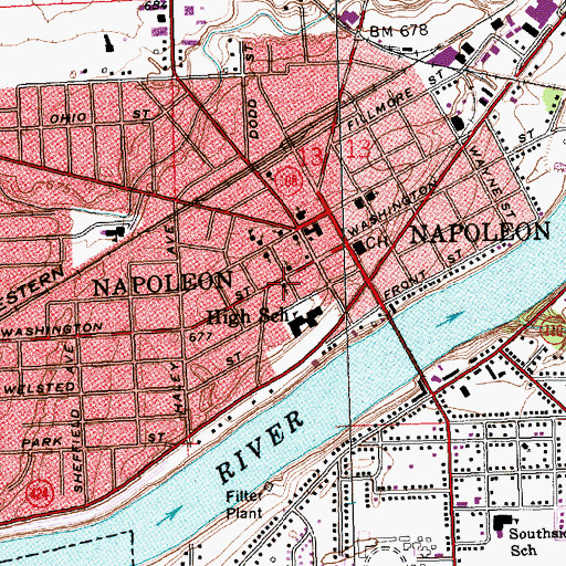 Topographic Map of First Presbyterian Church, OH