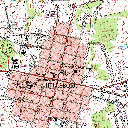 Topographic Map of Saint Marys Episcopal Church, OH