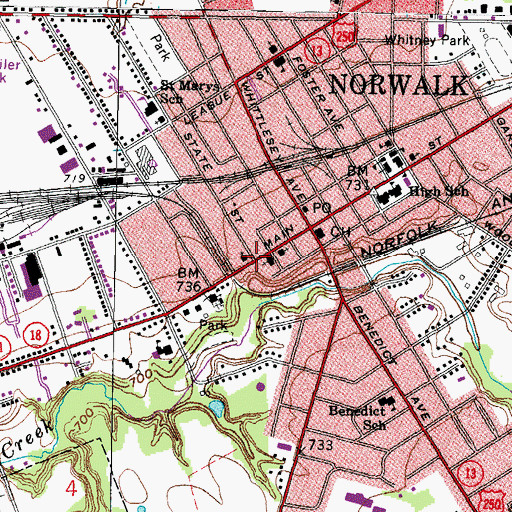Topographic Map of West Main Street Historic District, OH