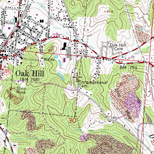 Topographic Map of Congregational Cemetery, OH
